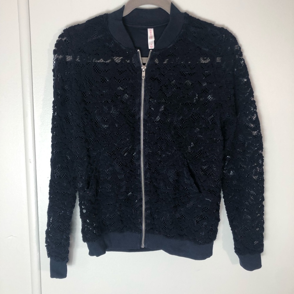 Xhilaration Blue Lace Zipper Jacket Size Small